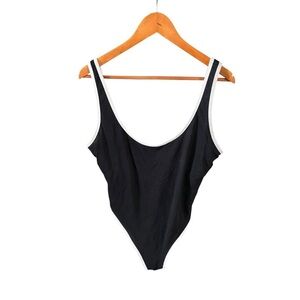 Love Sports Black White Trim One-Piece Swimsuit I Size: XL (16-18)